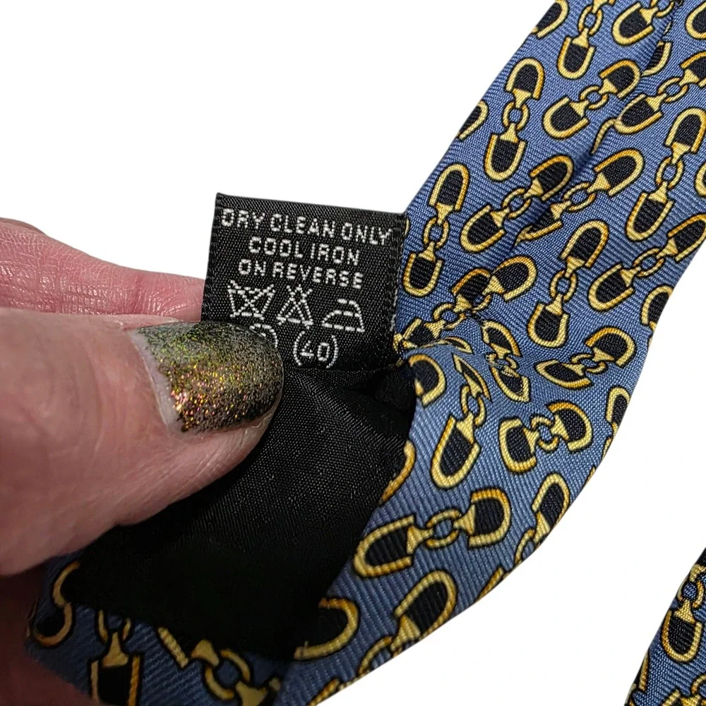 Paolo Designed By Paolo Gucci Mens‎ Necktie Blue One Size Silk Horse Bit Link